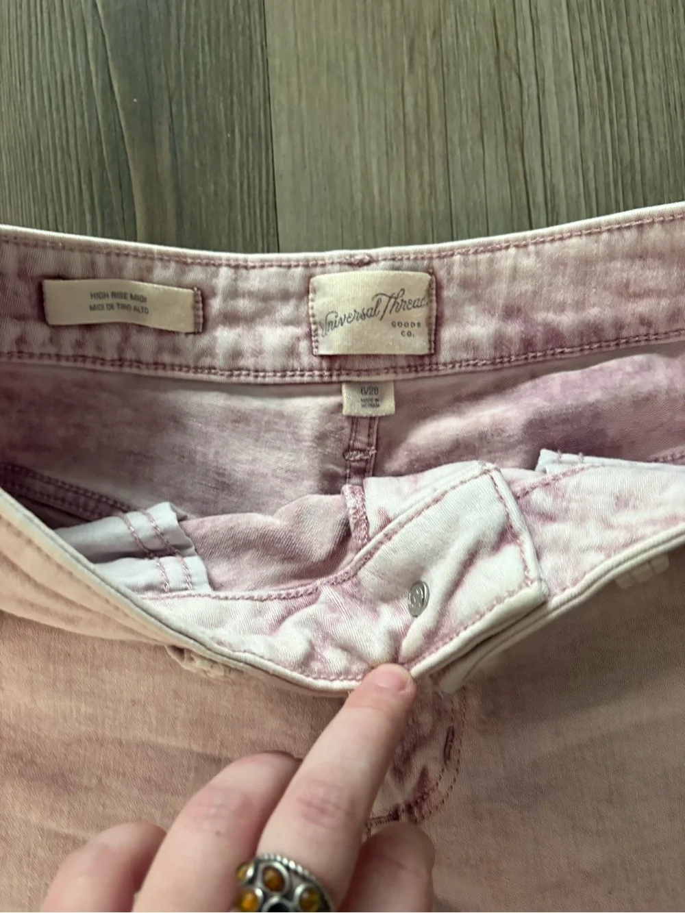 Universal Thread Pink High Rise Midi Denim Shorts